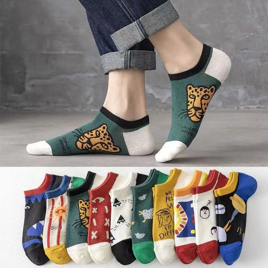 10 Pairs Of Casual Trend Ankle Socks For Men And Women, Comfortable, Breathable And Cute Cartoon Summer Couple Boat Socks Peaceful Pleasures Health and Wellness