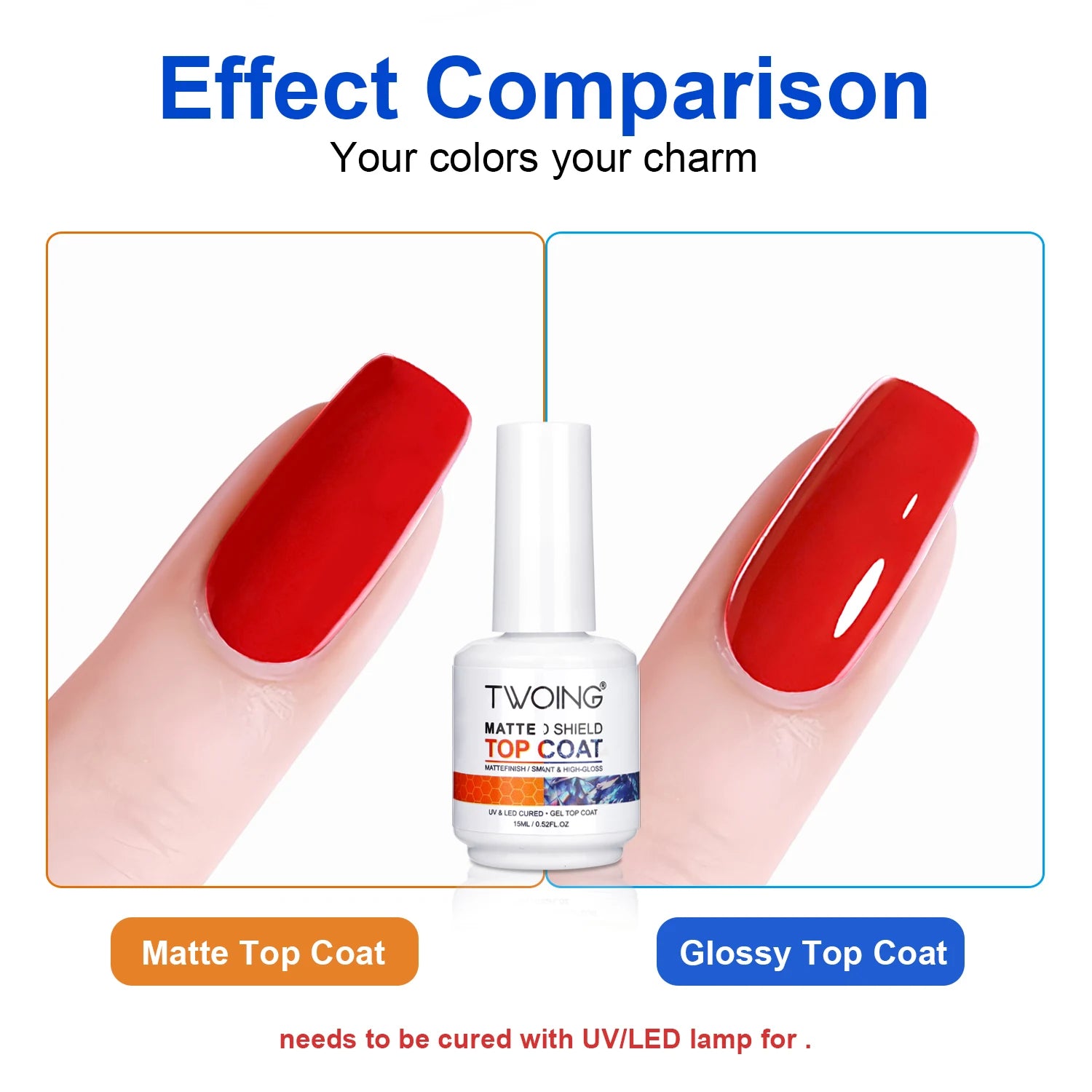 TWOING 15ml New Super Shine Top Coat Gel Nail Polish Diamond Topcoat No Wipe Sealer Gel Finish Manicure Nail Art Salon Quality Peaceful Pleasures Health and Wellness