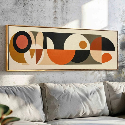 Mid Century Modern Wall Art Unframed, Earthy Colors Panoramic Modern Wall Art, Horizontal Geometric Wall Art, Above Bed Decor Peaceful Pleasures Health and Wellness ZLH4201 40x120cm No Frame