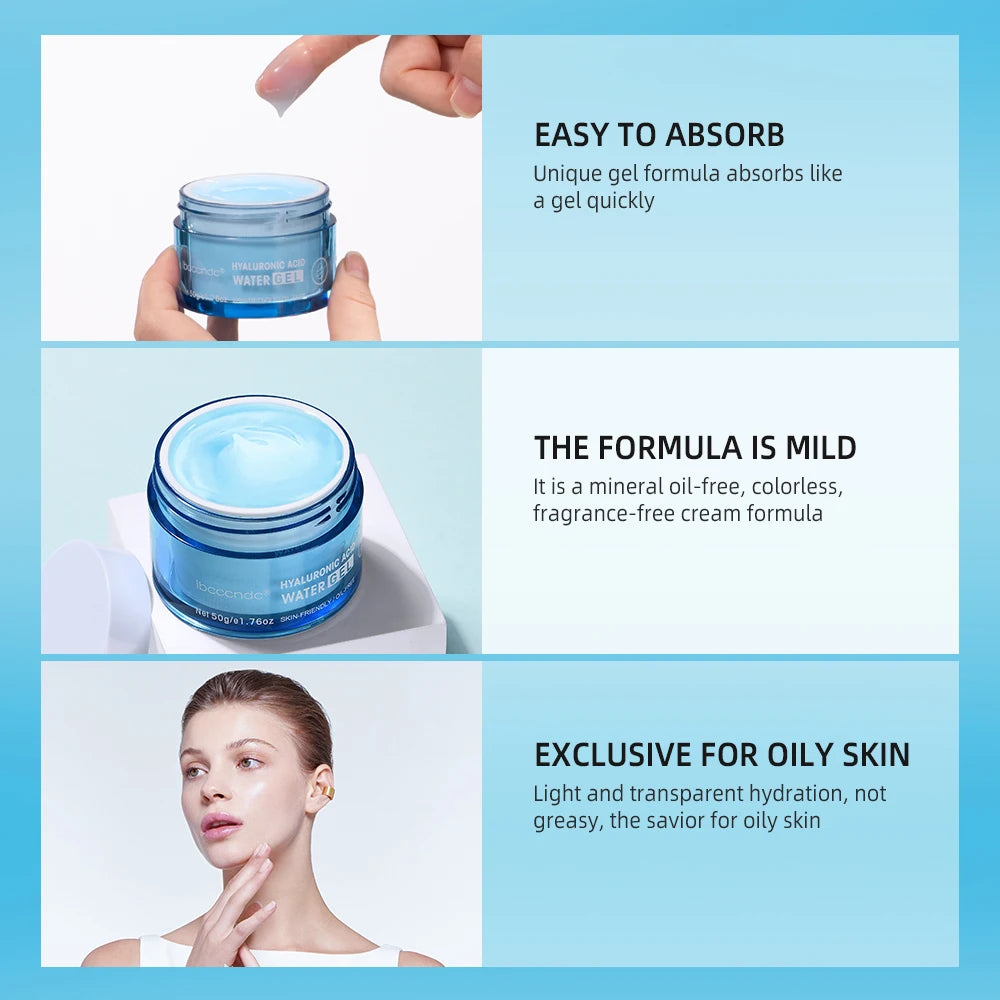 Hyaluronic Acid Hydrating Water Gel/Moisturizing Facial Cream Daily Face Moisturizer for Dry Skin Improve Dryness 50g Peaceful Pleasures Health and Wellness