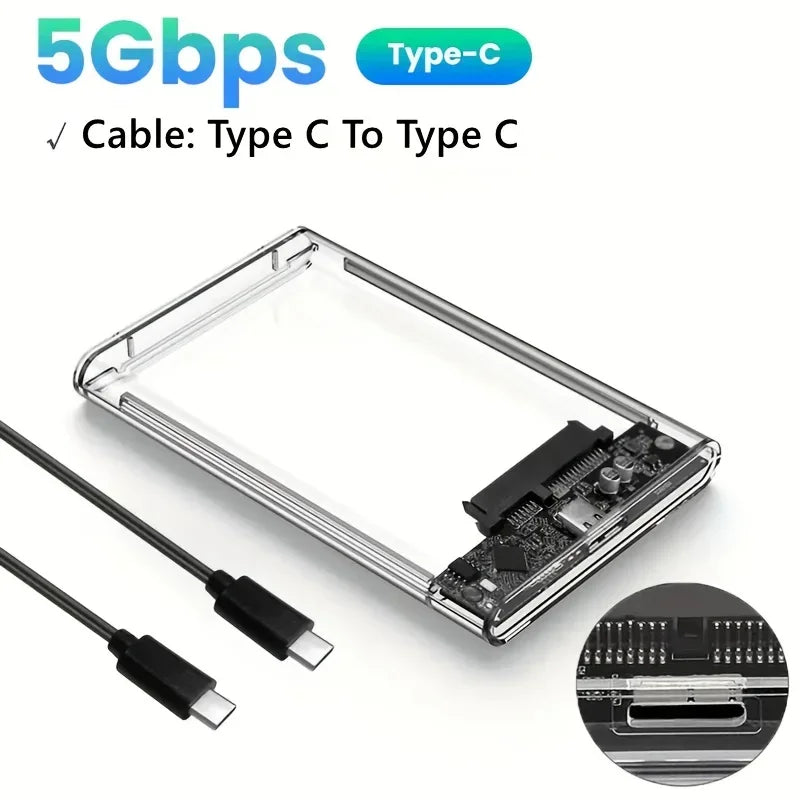 Ultra-Fast USB/Type C to SATA Hard Drive Enclosure - 5Gbps UASP Compatible with 2.5-Inch HDD/SSD for PC Mac Laptops and Desktop Peaceful Pleasures Health and Wellness USB C-USB C