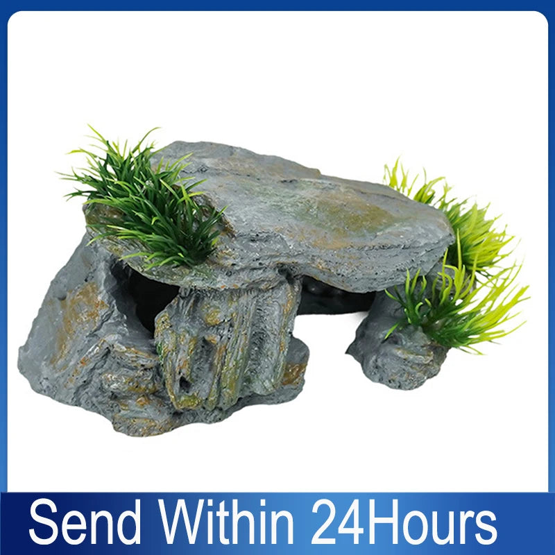 Reptile Rock Hide Cave Natural Reptile Hiding Rock Cave Aquarium Hide Cave Hideout Shrimp Cave Fish Tank Decor for Freshwater Peaceful Pleasures Health and Wellness
