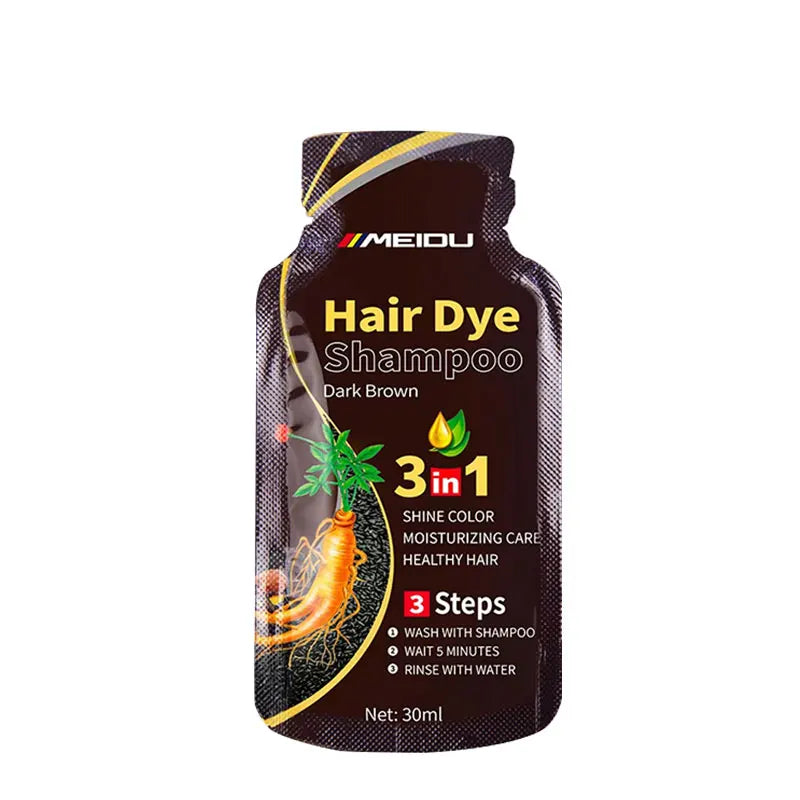 Meidu 3-in-1 Hair Dye Shampoo – Instant Gray to Black, 30ml