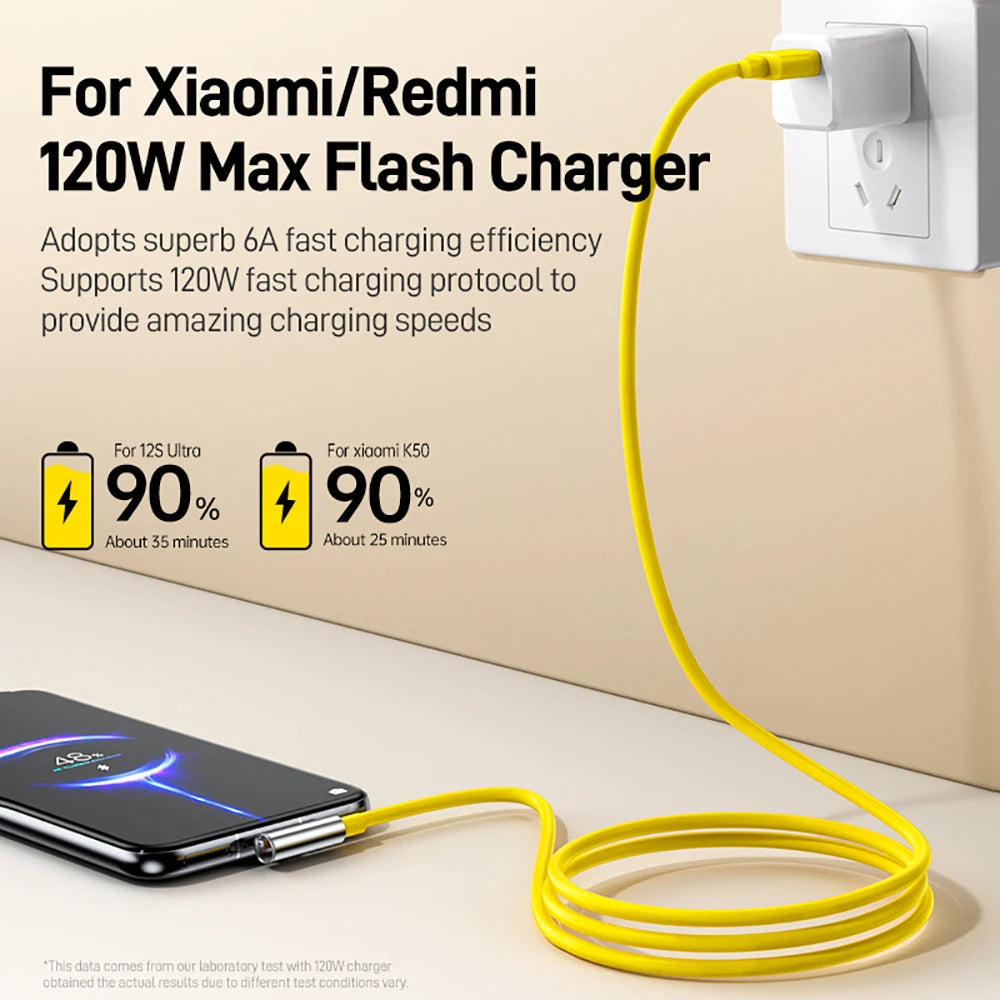 120W 6A USB-C Fast Charging Cable 90° Elbow – Xiaomi & Redmi
