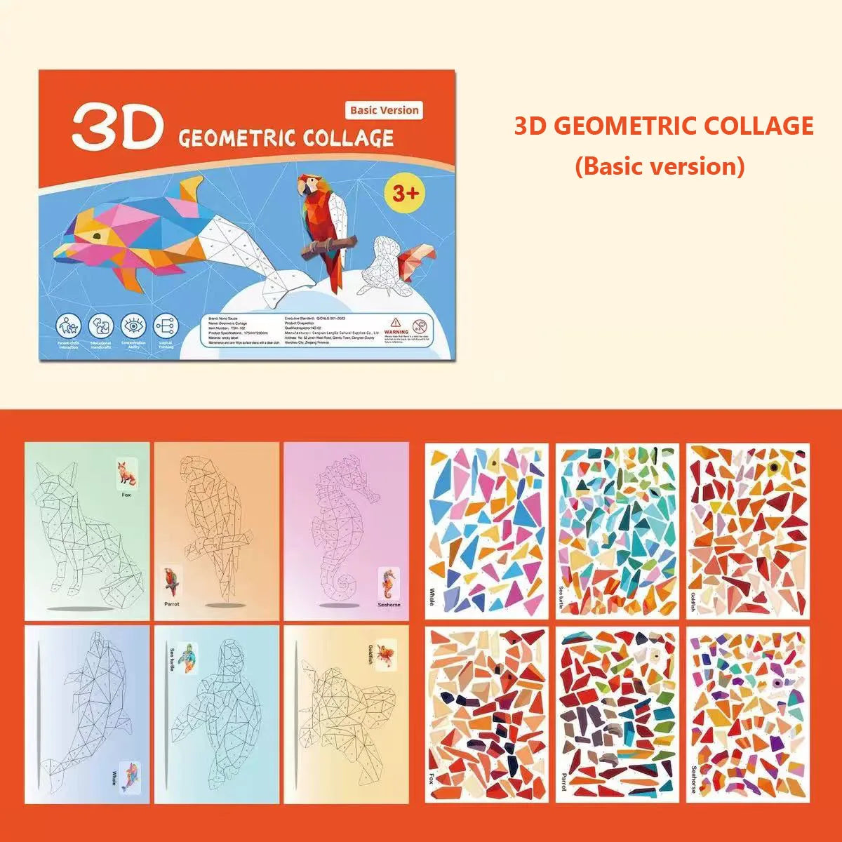 6 Theme DIY Creative 3D Puzzle Art Digital Sticker Animal Cognitive