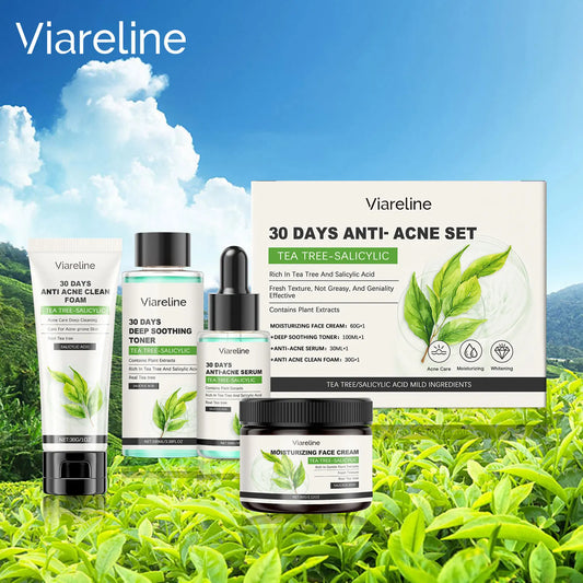 Viareline Salicylic Acid Face Care Set – 4-Piece Skin Kit Skincare Gift Set Oasis Select