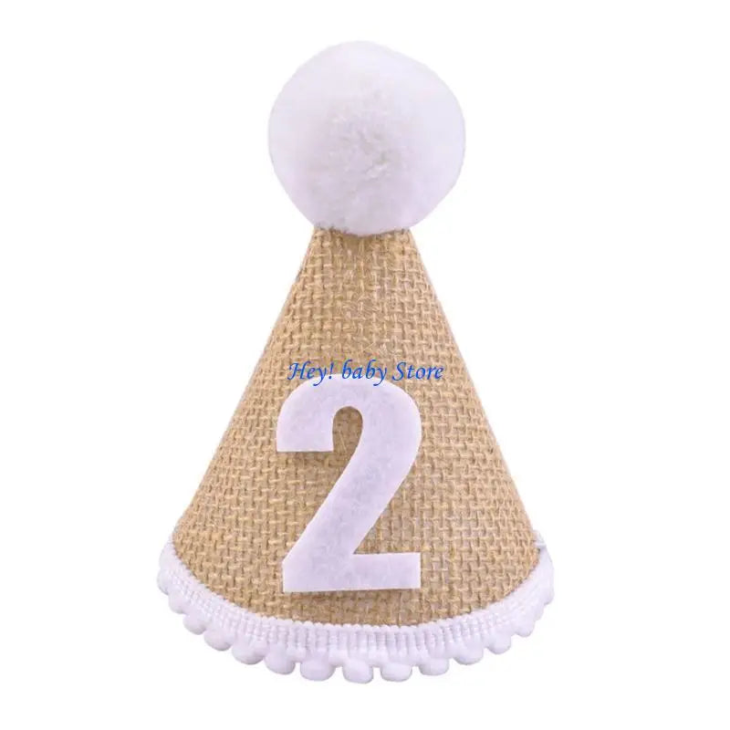 Baby Birthday Crown Hat 0–3Y | Linen Party Hat for Babies