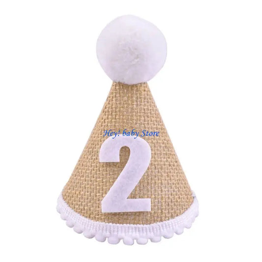 Baby Birthday Crown Hat 0–3Y | Linen Party Hat for Babies Baby Party Hat Peaceful Pleasures Health and Wellness Number 2 CN