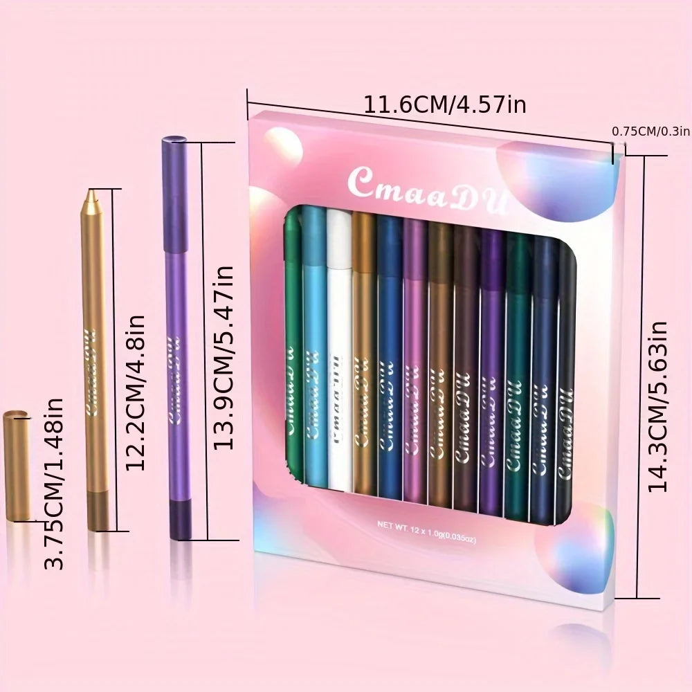 CmaaDu 12-Pc Glitter Eyeliner & Eyeshadow Pen Set – Shimmer