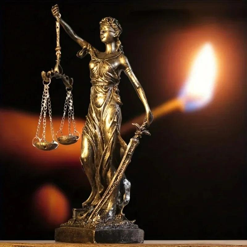 9.5X5X19cm Creative Retro Round bottom Justice Goddess Statue Lawyer Office Ornament Gifts Home Living room Sculpture Desk Decor Peaceful Pleasures Health and Wellness