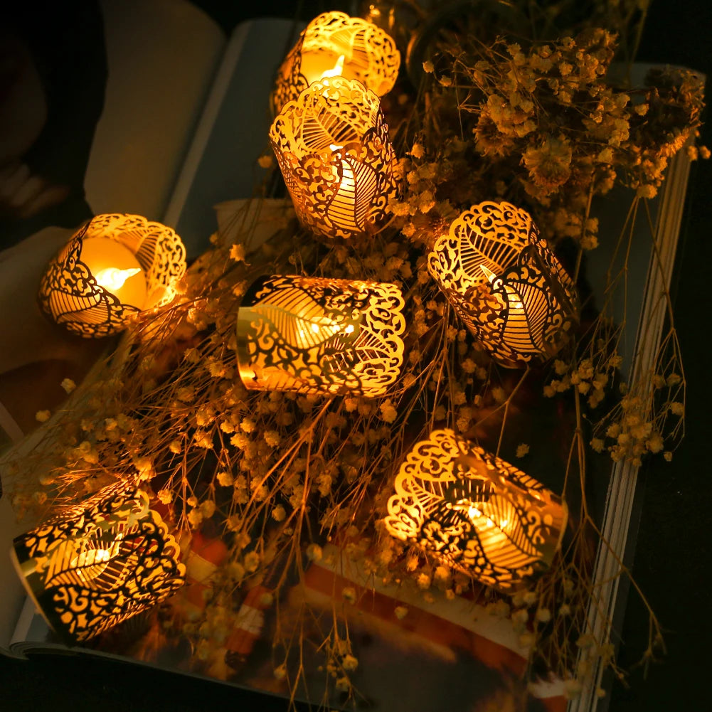 6Pcs Tea Light Candle Holders Lampshade LED Electronic Candle Light Holders Laser Hollow Paper for Votive Centerpieces Wedding Peaceful Pleasures Health and Wellness