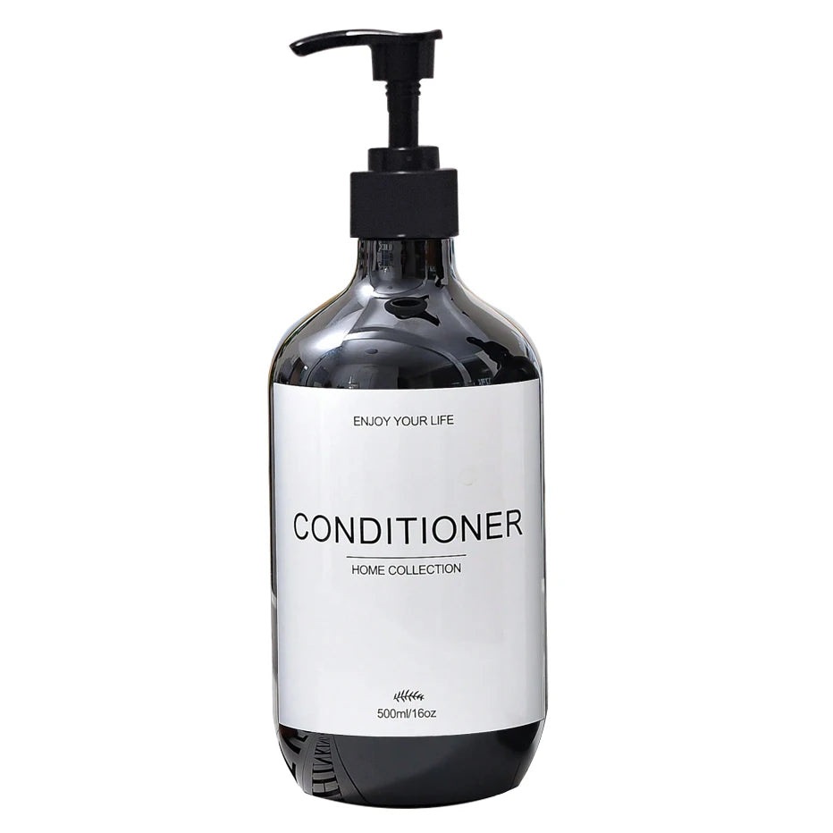 500ml Shampoo Body Wash Conditioner Dispenser Bottle Bathroom Waterproof Pre-Labeled Refillable Shampoo Bottle Soap Container Peaceful Pleasures Health and Wellness A-black-conditioner 500ml
