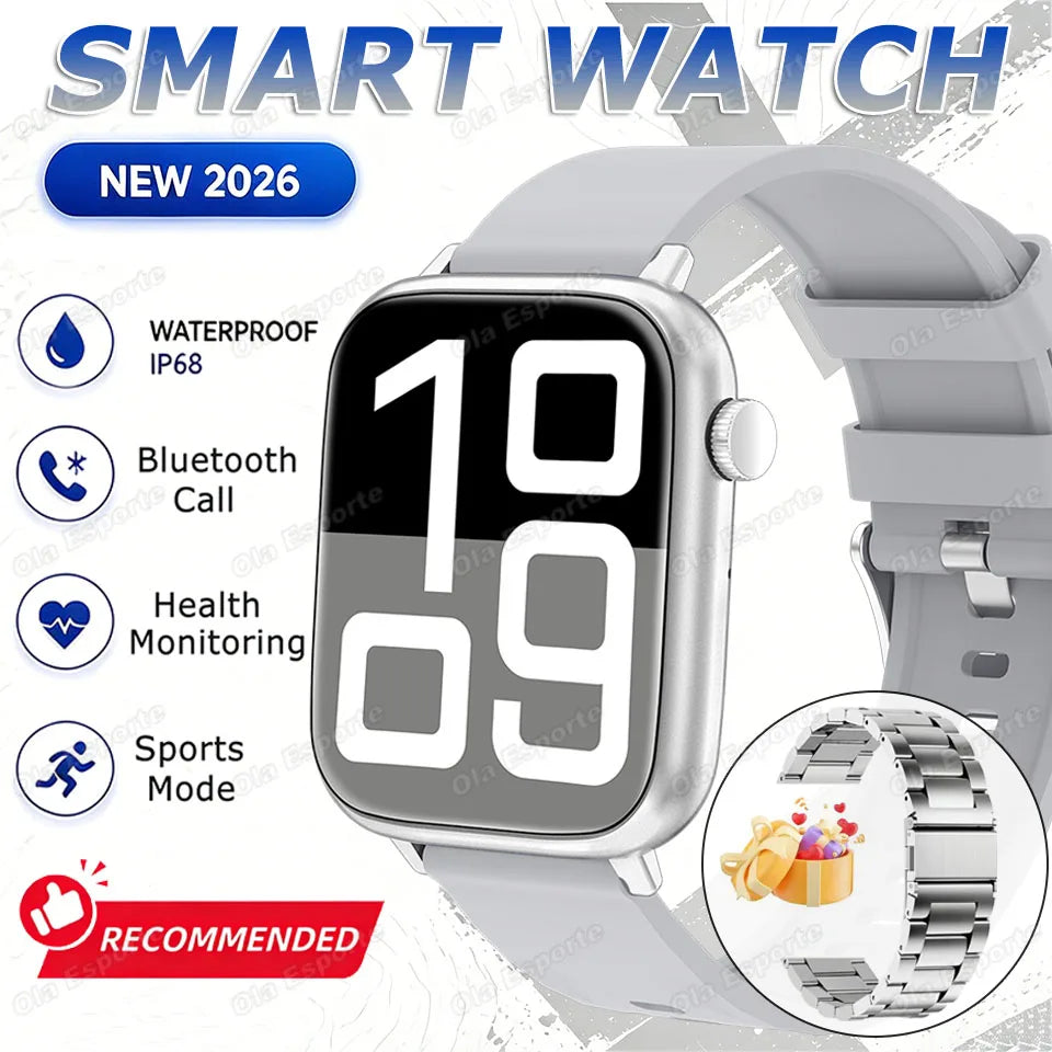 2026 New Full Touch Screen Smart Watch For Men Women Gift 100+Sports Fitness Watch Bluetooth Waterproof Call Digital Smartwatch Peaceful Pleasures Health and Wellness Silver20Szstrap