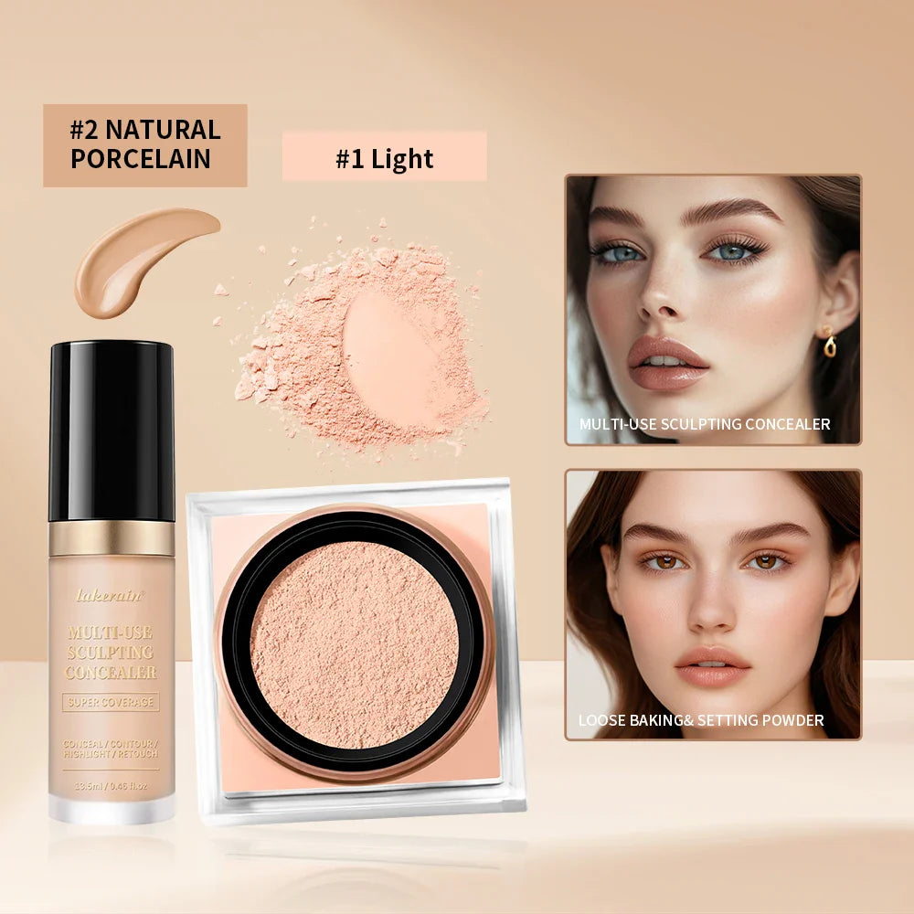 Concealer & Loose Setting Powder Makeup Set – Matte Finish