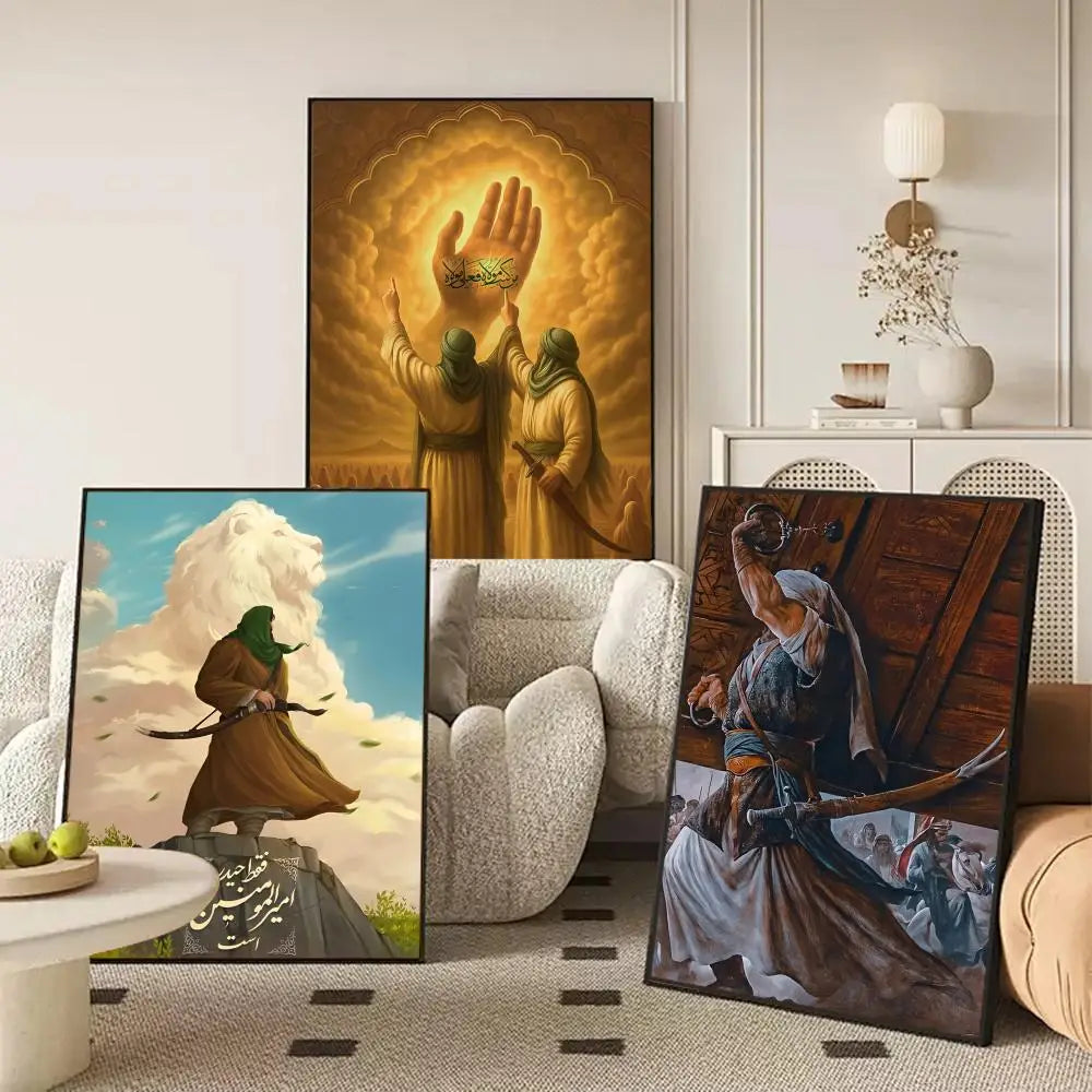Imam Hussain Shia Ali art anime Painting Calligraphy Anti-wrinkle Canvas Poster Wall Mural Art Photos for Room Home Spaces De Peaceful Pleasures Health and Wellness