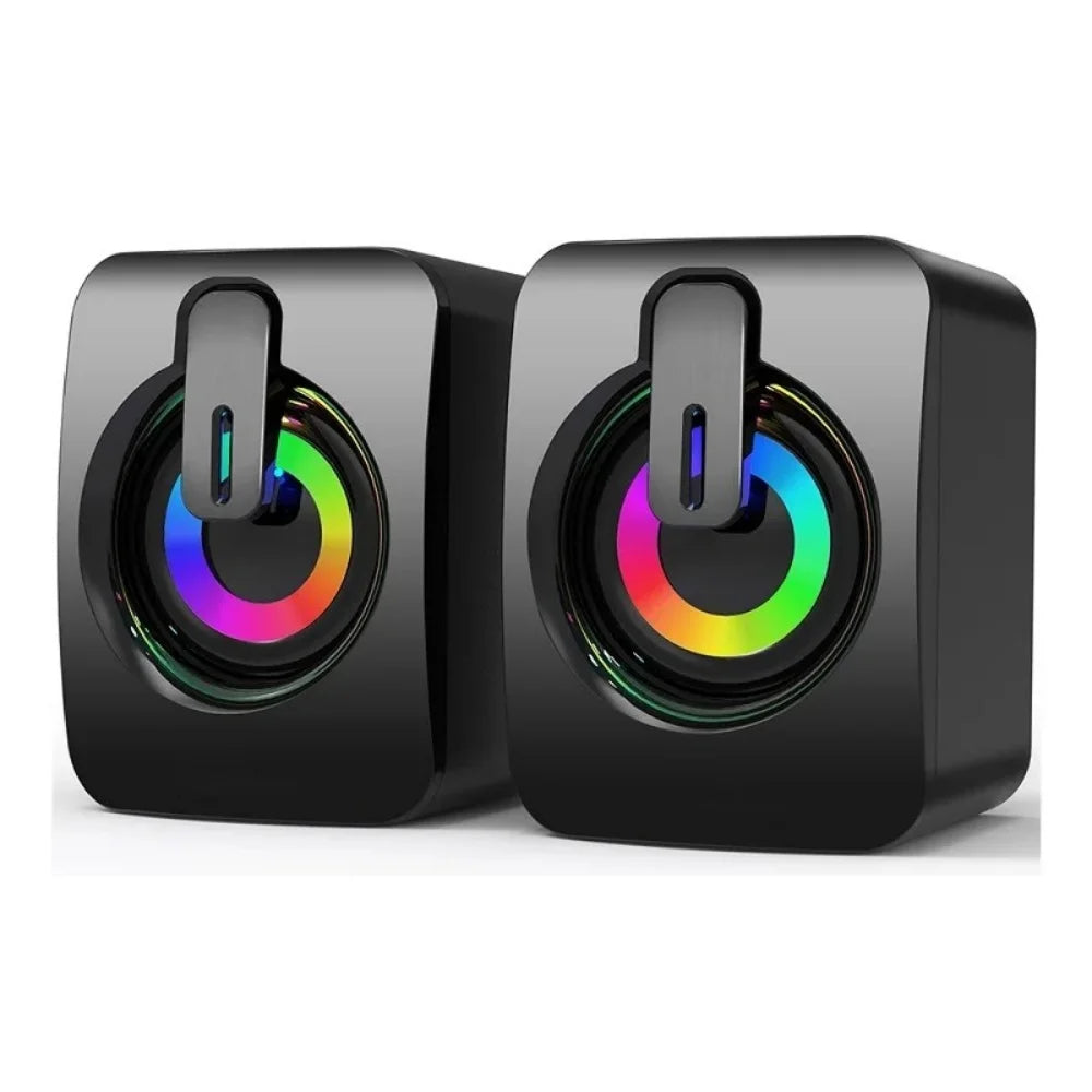 USB PC Speakers HiFi Stereo LED Light & Mic – Desktop & Laptop
