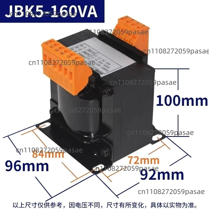 JBK3/JBK5 Machine Tool Control Transformer – Dry Isolation 63–250VA