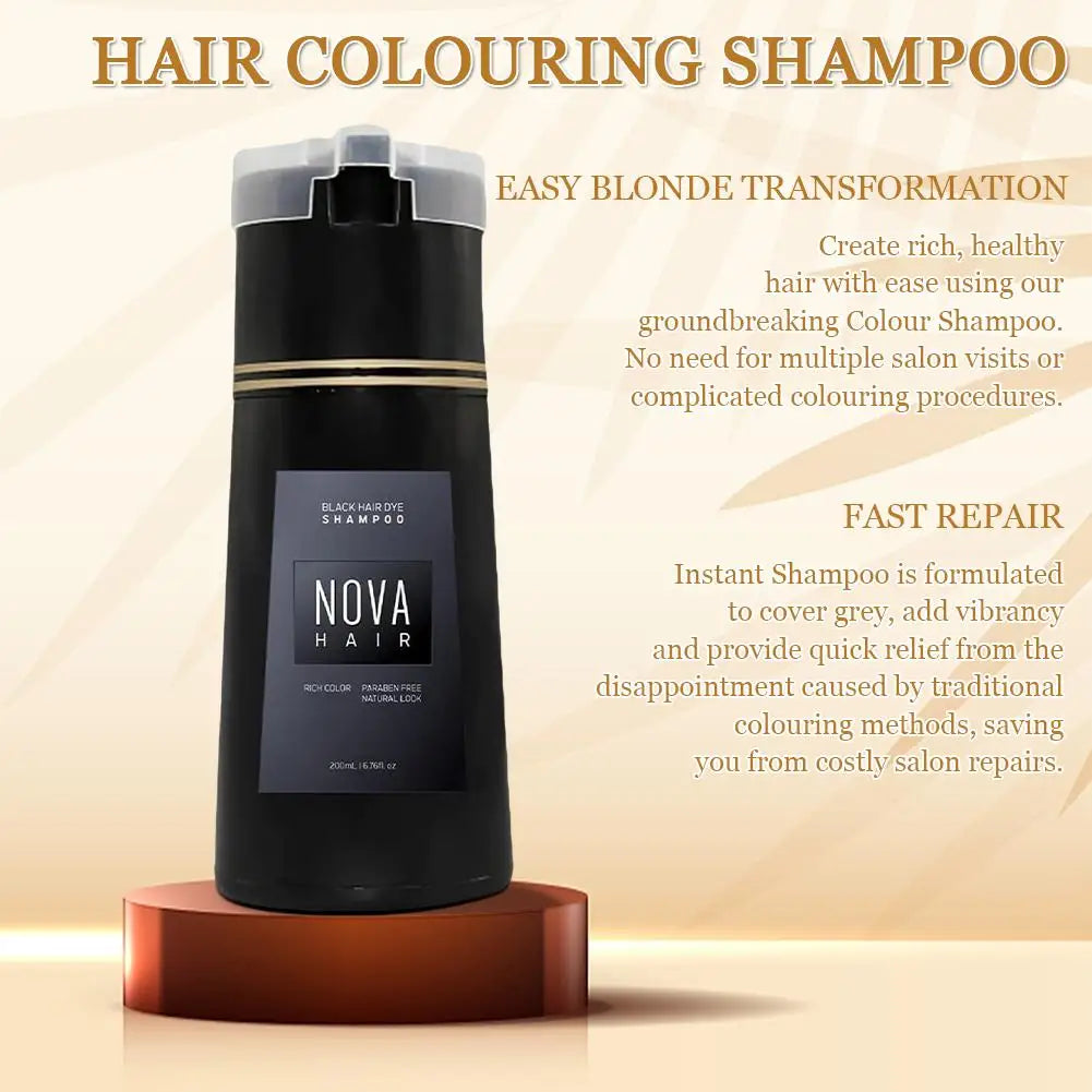 Nova Hair Dye Shampoo – Instant Gray Coverage 200ml