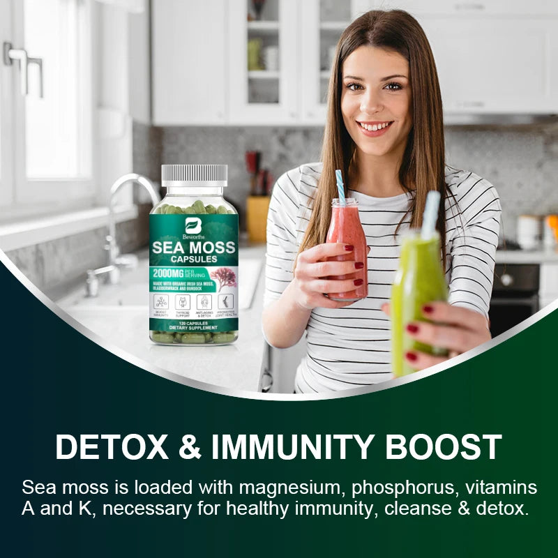 Organic Sea Moss Capsules – Immunity, Thyroid & Gut Health Herbal Supplement Peaceful Pleasures Health and Wellness