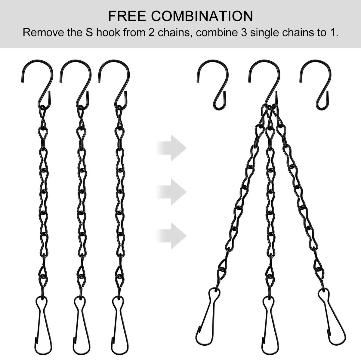 6 Pieces Metal Hanging Chains Hook Buckle Design for Bird Feeders Flower Pots Lanterns Adjustable Chain Hanger Garden Ornament Peaceful Pleasures Health and Wellness