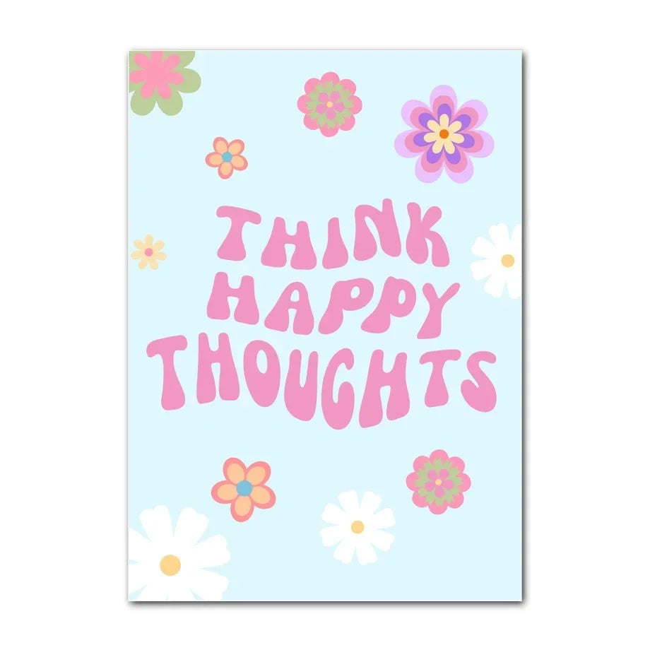Abstract Danish Pastel Canvas Wall Art | Purple Smiley Flower