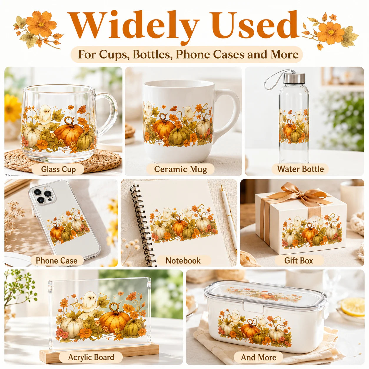Fall Pumpkin Ghost UV DTF Transfer Sticker – Autumn DIY Decal