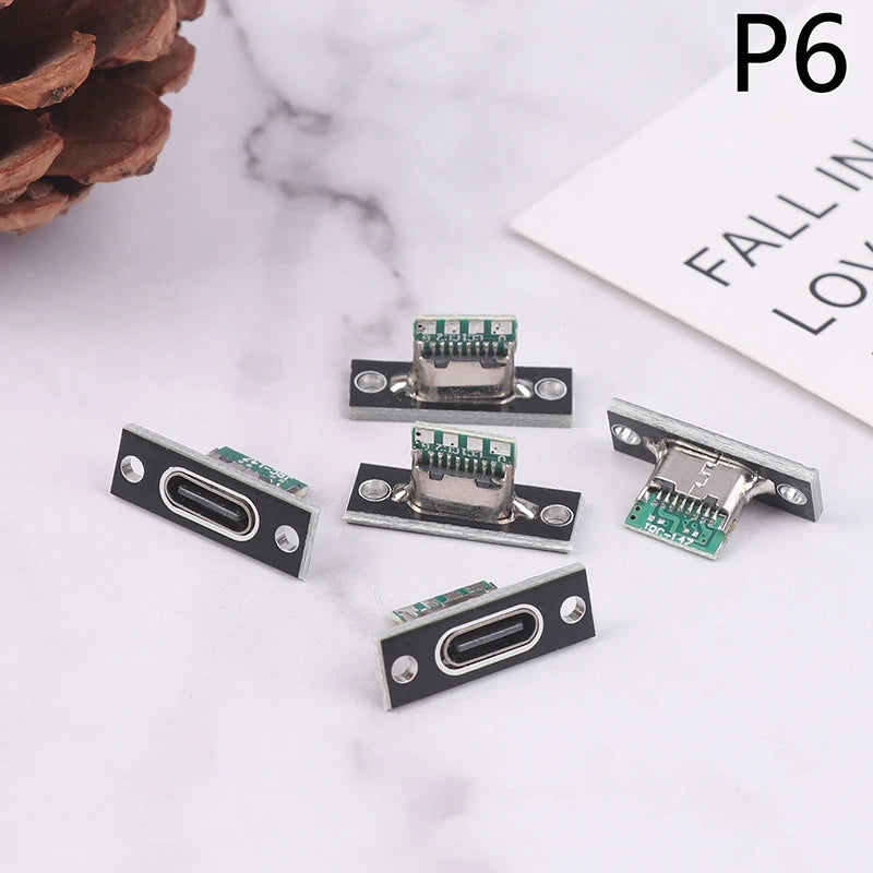 5-Pack USB 3.1 Type-C Female Socket Connector with Fastening Plate