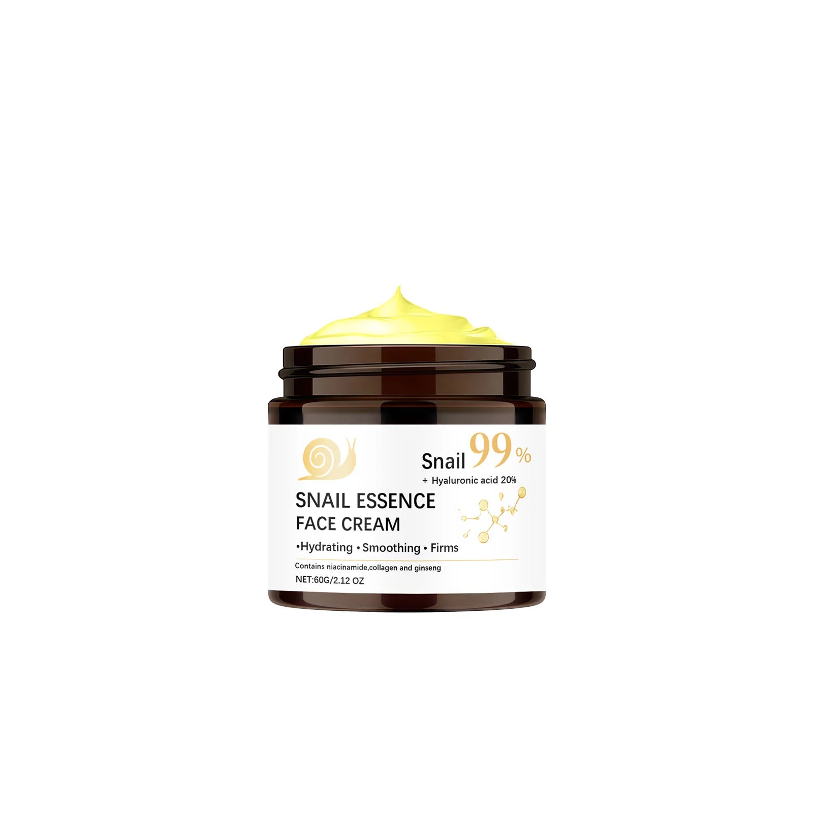 Snail Moisturizing Face Cream 99% Snail Essence Hyaluronic Acid 20% Firming Lifting Skin Smoothing Repair Barrier Skin Care 60g Peaceful Pleasures Health and Wellness 60g