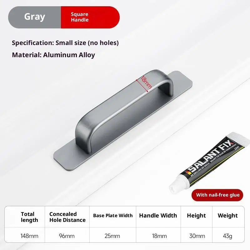 Drill-Free Adhesive Aluminum Door Handle for Sliding Doors