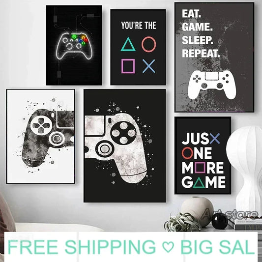 Minimalist Gamepad Controller Canvas Poster Modern Gaming Room Wall Art Print for Gamer Bedroom Home Decoration Peaceful Pleasures Health and Wellness