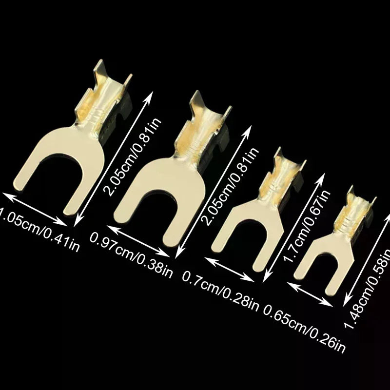 100Pcs Brass U-Shape Fork Crimp Terminals Grounding Lug Set Crimp Fork Terminals Peaceful Pleasures Health and Wellness