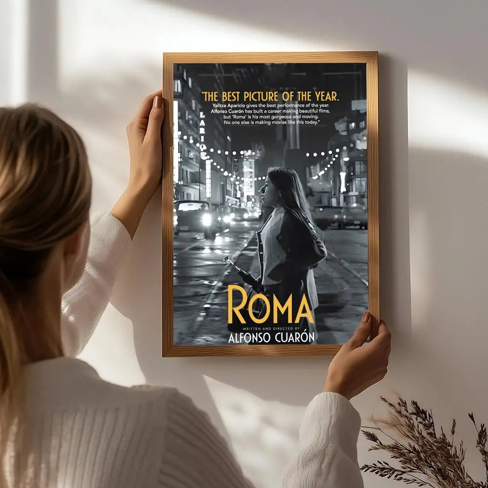 Roma Movie Poster – HD Self-Adhesive Waterproof Wall Art Movie Wall Poster Peaceful Pleasures Health and Wellness White1 40X50cmNoframe