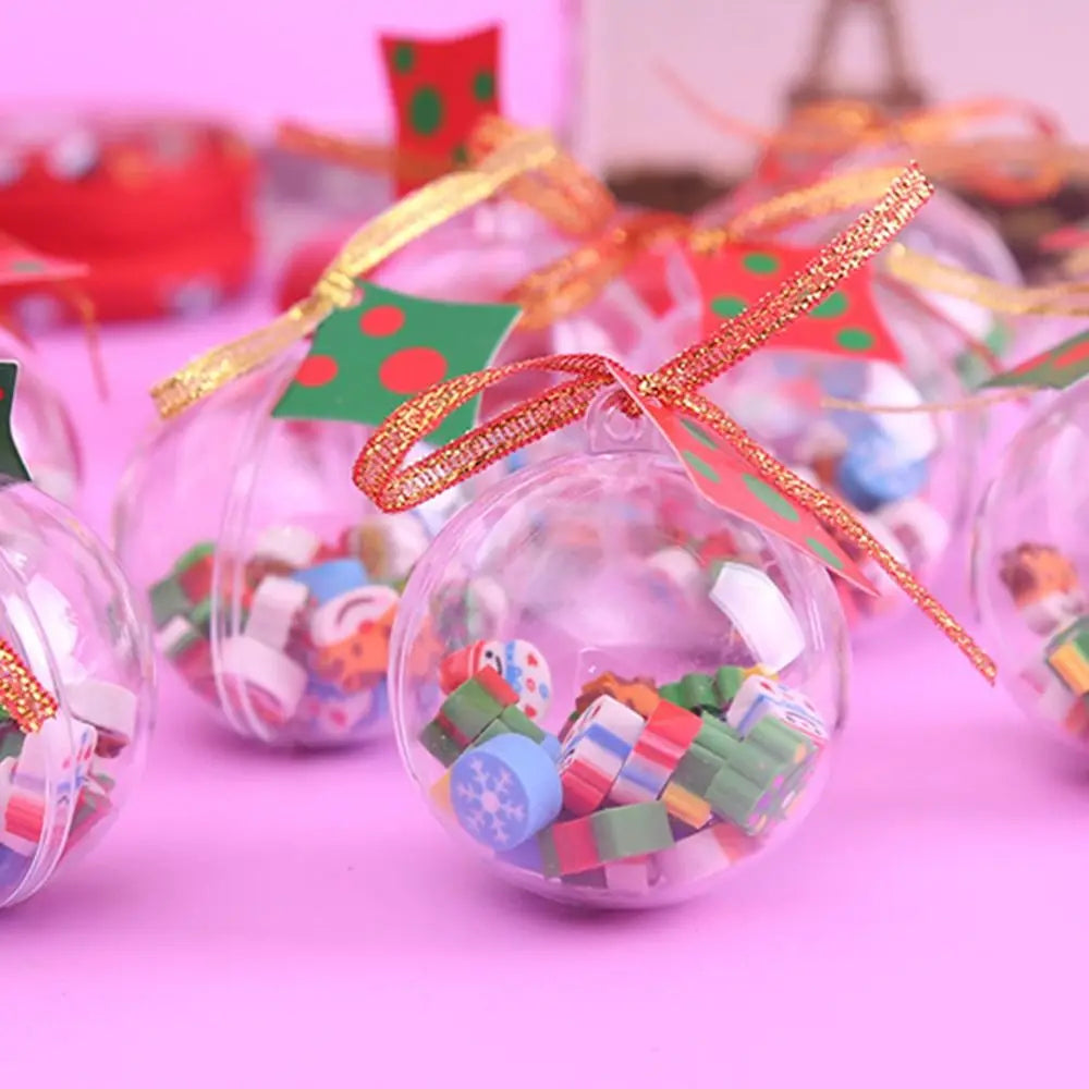 Kawaii Christmas Mini Eraser Ball Set – 22pcs Santa & Snowman