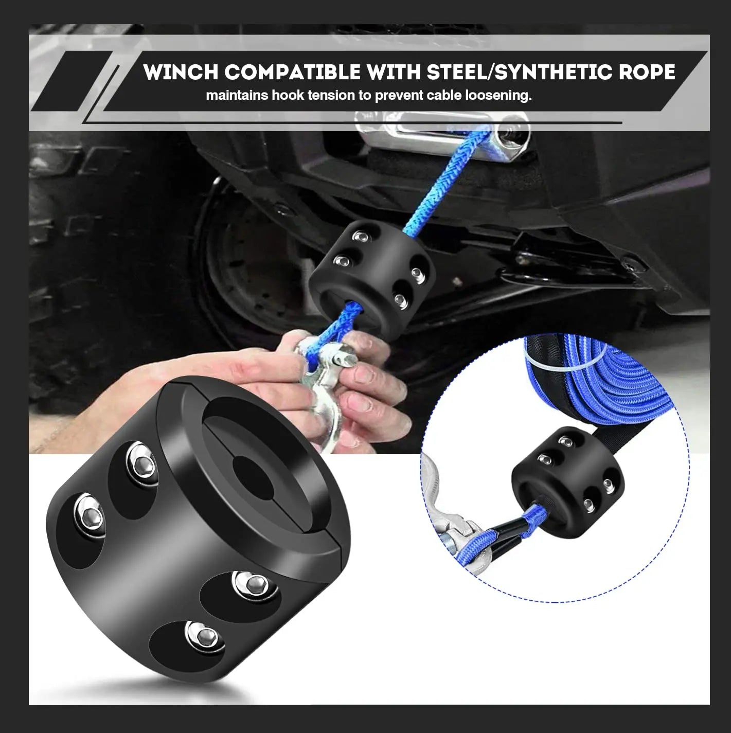 Winch Stopper Cable Truck UTV ATV Rubber Universal Hook Rope Line