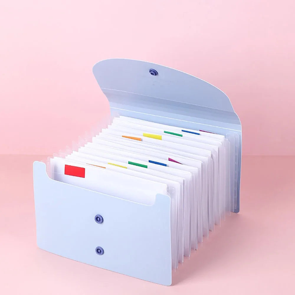 A6 File Storage Bag 13 Layer Classified Invoice Folder Waterproof PP
