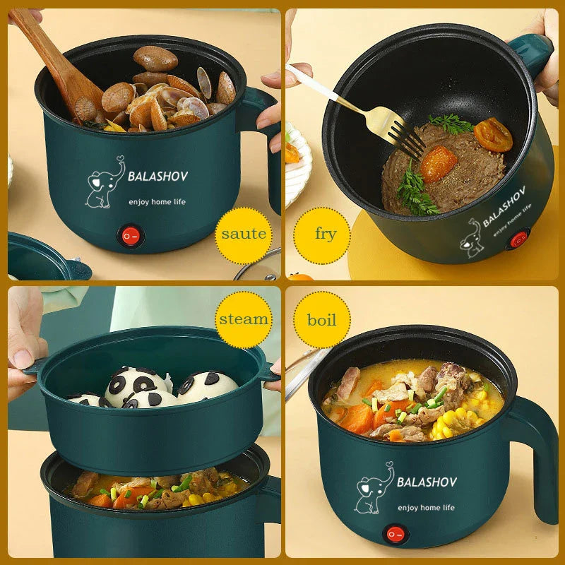 Mini Electric Non-Stick Hot Pot & Steamer 1.8L for 1-2 People