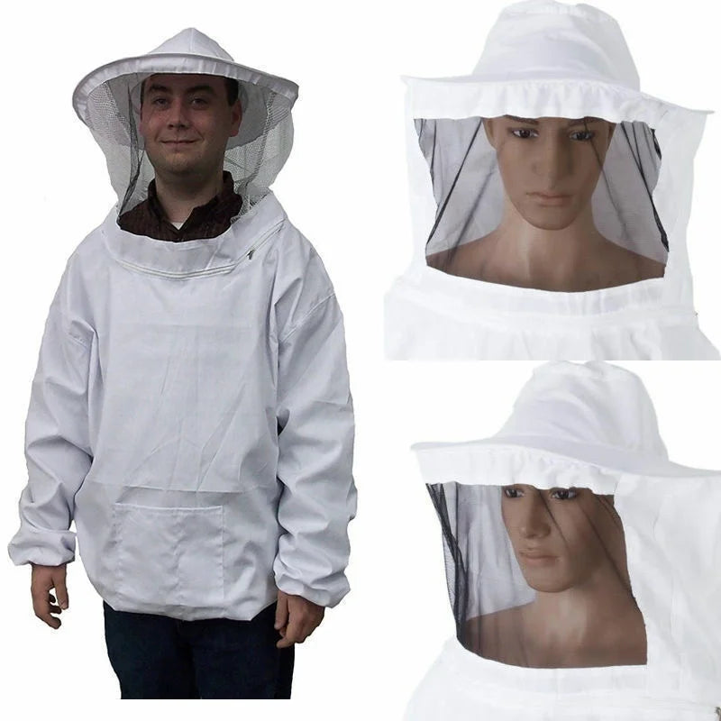 Protective Beekeeping Jacket Veil Smock Equipment Hat Sleeve
