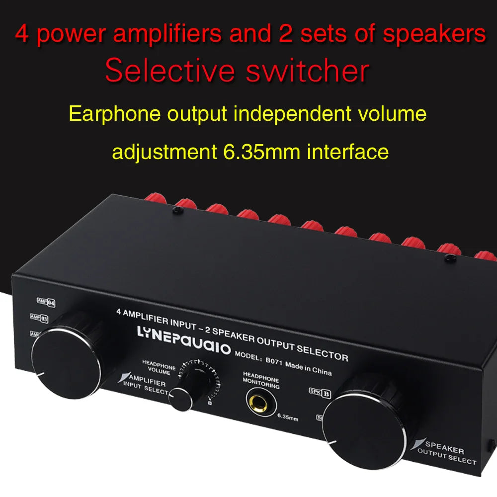 4 Input 2 Output In4 Out Amplifier Speaker Selector 300W Per Channel