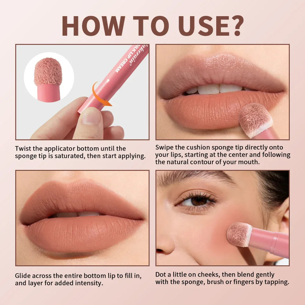 Lakerain Cushion Silk Lip Cream – Matte, Waterproof, Non-Transfer