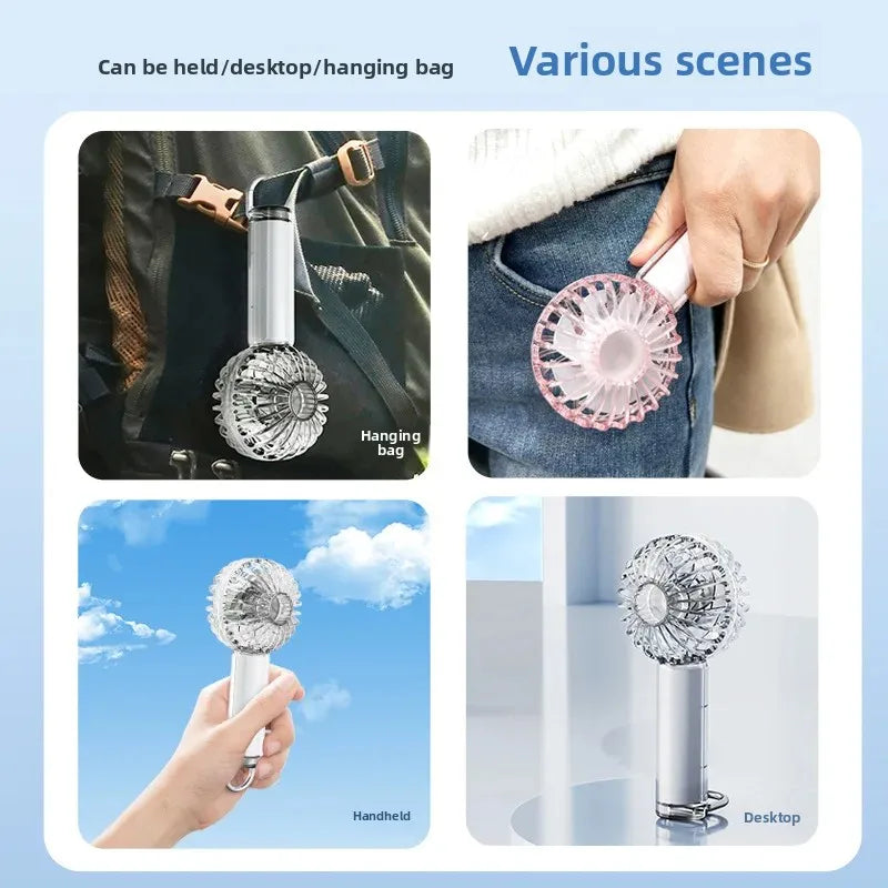 URGGU Mini Transparent USB Handheld Fan – Silent & Portable