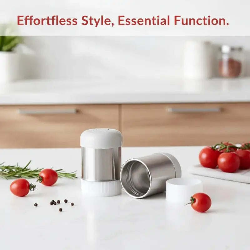 Mini Stainless Steel Salt & Pepper Shaker with Dust Cover