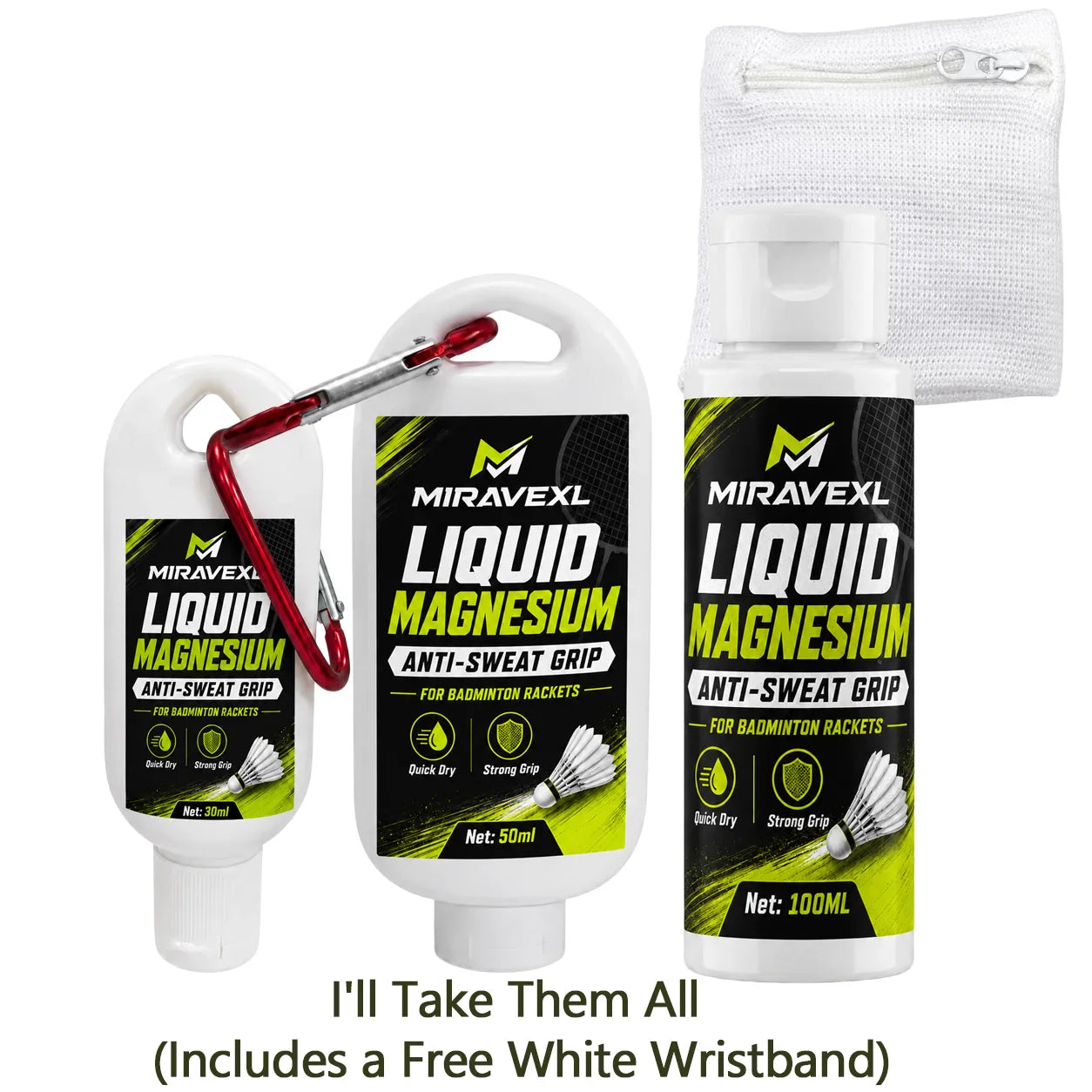 MIRAVEXL Liquid Grip Enhancer for Badminton + Free Wristband