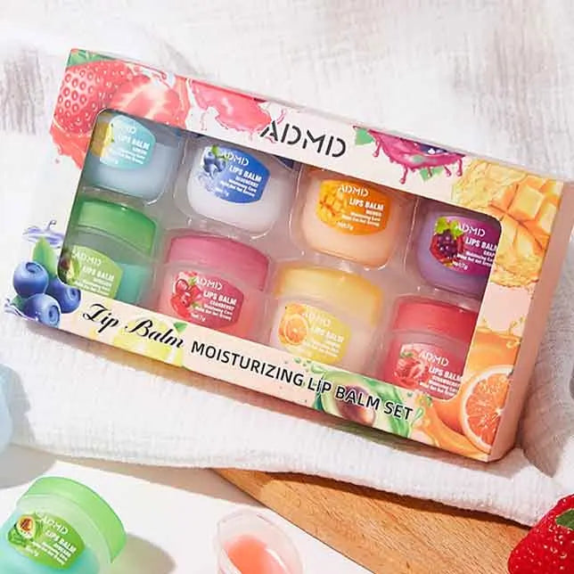 BIOAOUA 8pc Fruit Lip Balm Set – Moisturizing & Anti-Crack