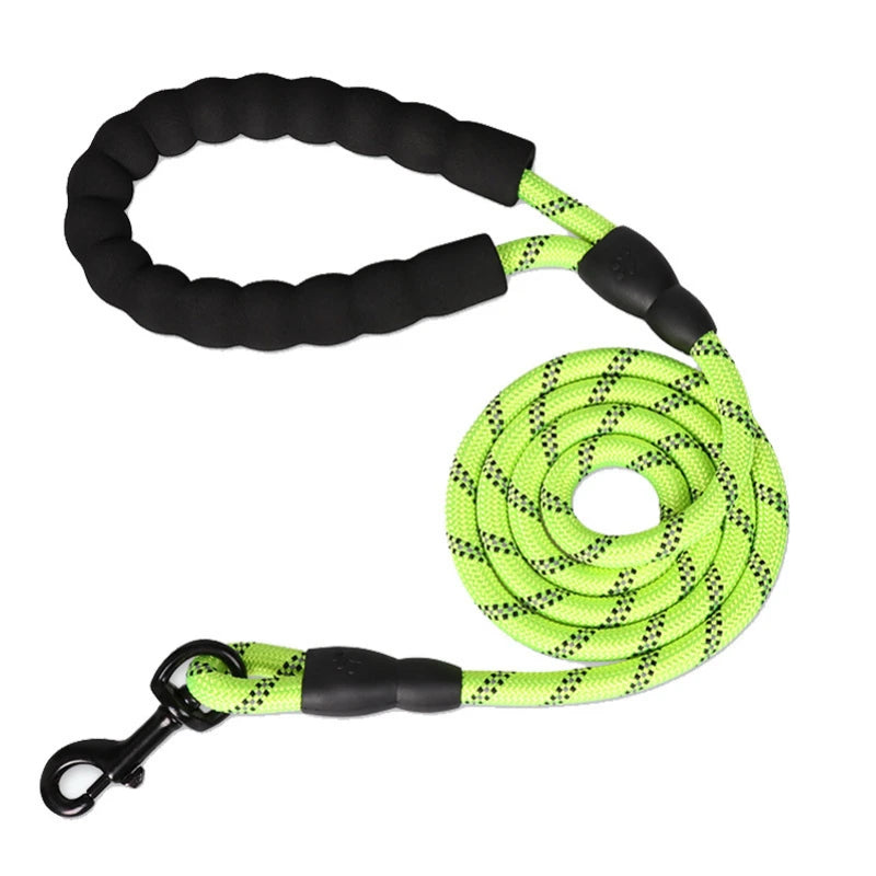 3m Pet Reflective Nylon Tow Rope Non Slip Foam Handle Pet Adjustable Towing Ropes Large Middle Small Dogs Outdoors Pet Supplies Peaceful Pleasures Health and Wellness Green