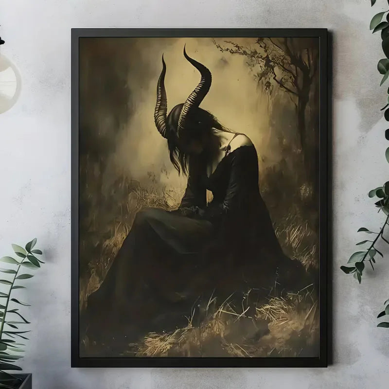1pc Frameless Canvas Print - Victorian Gothic Witch Dark Academia Wall Art, Home Decoration, Indoor Wall Art Dark Academia Decor Peaceful Pleasures Health and Wellness