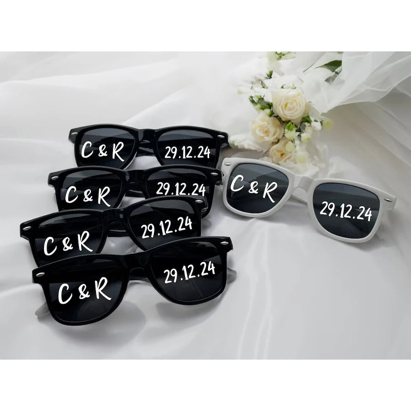 5-Pack Personalized Bridesmaid Sunglasses | Bachelorette Party Personalized Party Sunglasses Peaceful Pleasures Health and Wellness