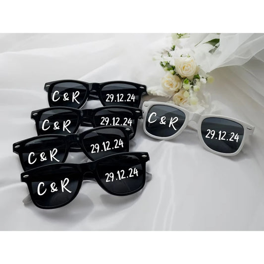 5-Pack Personalized Bridesmaid Sunglasses | Bachelorette Party Personalized Party Sunglasses Peaceful Pleasures Health and Wellness