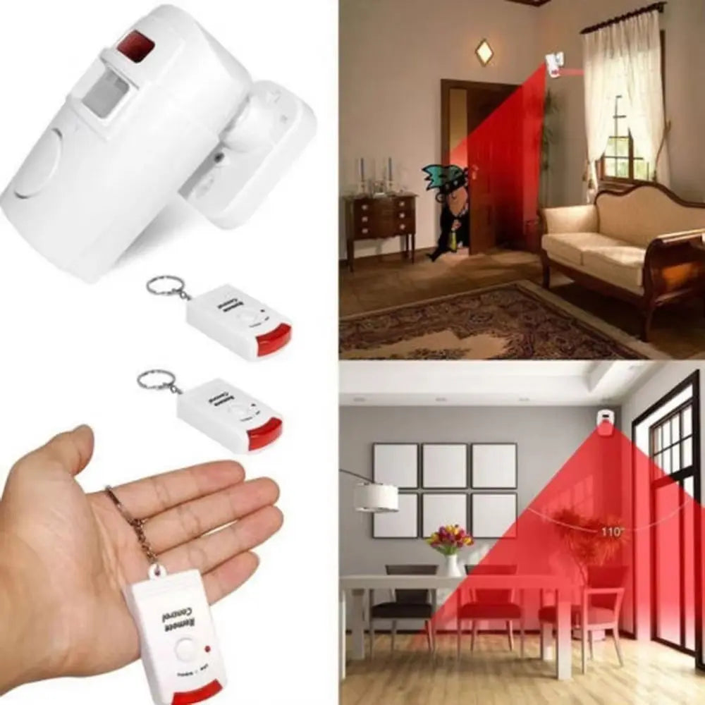 Wireless PIR Motion Sensor Wireless Motion Sensor Alarm 2 Remote Controls Power Adapter PIR Alarm System Alert System Peaceful Pleasures Health and Wellness
