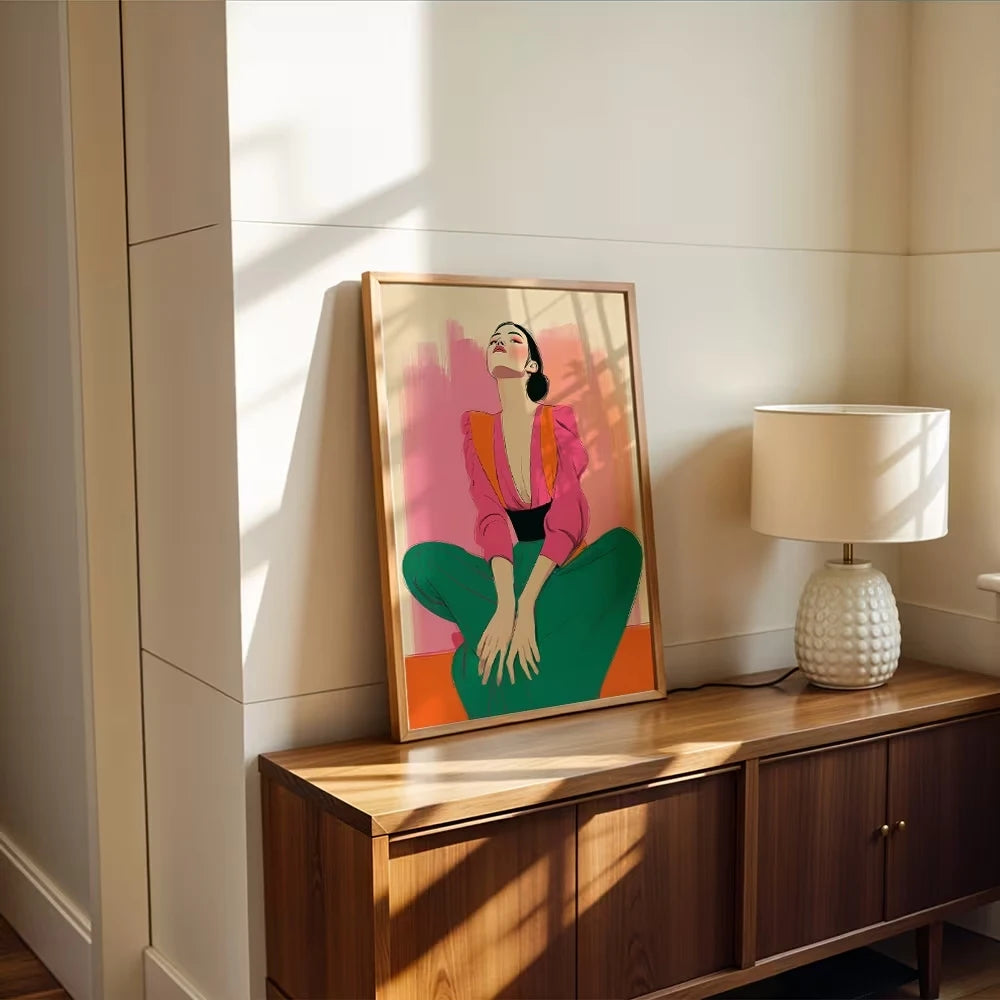 Modern,Retro Pluralistic Feminism Wall Art Print Canvas Painting Poster Picture For Bedroom,Living Room Home Decor Peaceful Pleasures Health and Wellness