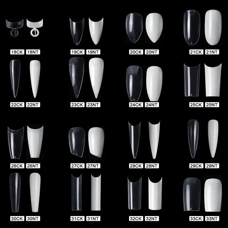 Fake Nails Set, 10 Sizes, Full Half French, Acrylic ABS, Manicure Fingers Toes, C Smile Sharp, 500 Tips Kit Bagged Peaceful Pleasures Health and Wellness